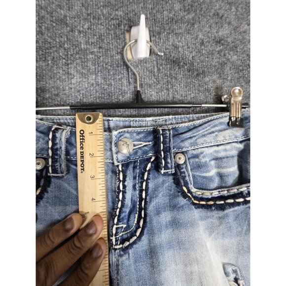 Miss Me Jeans Womens 27 Medium Blue Sunny Skinny Distressed Ripped Denim Pants - Picture 5 of 11